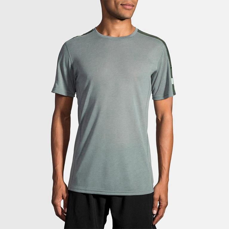 Brooks Distance Mens Short Sleeve Running Shirt - Grey - Philippines (678452LMS)